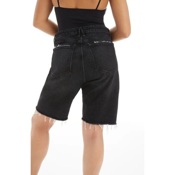 GOOD AMERICAN Good 90s Bermuda Shorts, Black227, Raw Hem Cut Offs, Size 6, NWT! - Picture 3 of 9